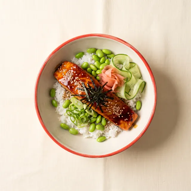 Salmon teriyaki donburi